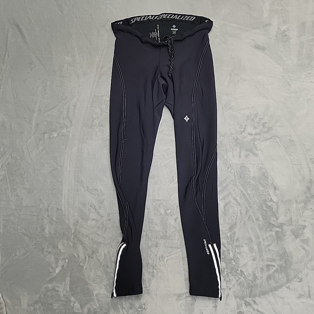 Specialized Cycling Tights Men Medium Black‎ Ankle Zip Padded Biking Compression
